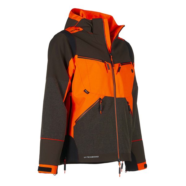 Ouray Sportswear Giacca Uomo Raider Soft Shell - Leggera, Calda Con Cappuccio, Carbon Print/Scarlet, Taglia M